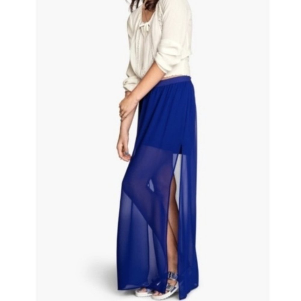 Blue Maxi Skirt Summer Flowy